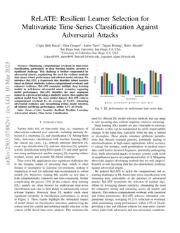 ReLATE: Resilient Learner Selection for Multivariate Time-Series Classification Against Adversarial Attacks