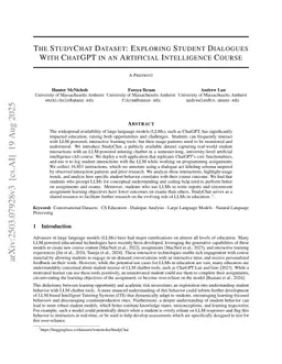 The StudyChat Dataset: Analyzing Student Dialogues With ChatGPT in an Artificial Intelligence Course