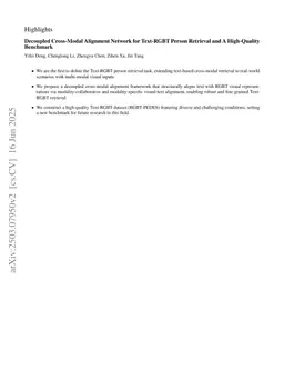 Decoupled Cross-Modal Alignment Network for Text-RGBT Person Retrieval and A High-Quality Benchmark