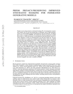 PRISM: Privacy-Preserving Improved Stochastic Masking for Federated Generative Models
