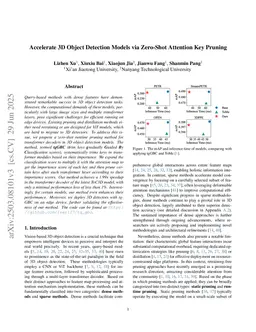 Accelerate 3D Object Detection Models via Zero-Shot Attention Key Pruning