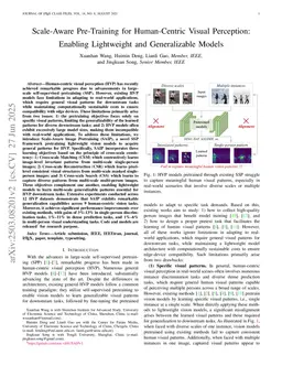 Scale-Aware Pre-Training for Human-Centric Visual Perception: Enabling Lightweight and Generalizable Models