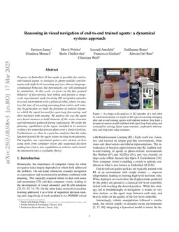 Reasoning in visual navigation of end-to-end trained agents: a dynamical systems approach