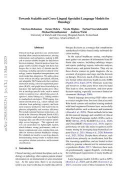 Towards Scalable and Cross-Lingual Specialist Language Models for Oncology