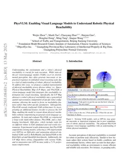 PhysVLM: Enabling Visual Language Models to Understand Robotic Physical Reachability