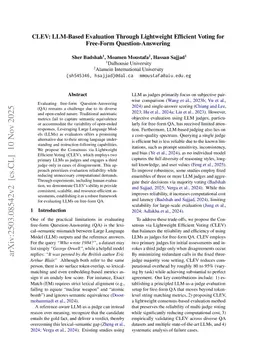 CLEV: LLM-Based Evaluation Through Lightweight Efficient Voting for Free-Form Question-Answering