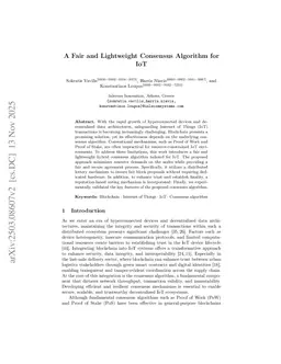 A Fair and Lightweight Consensus Algorithm for IoT