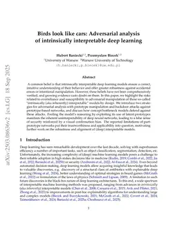 Birds look like cars: Adversarial analysis of intrinsically interpretable deep learning