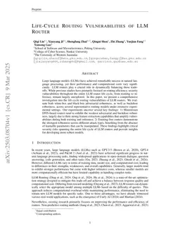 Life-Cycle Routing Vulnerabilities of LLM Router