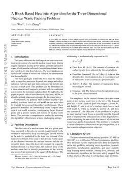 A Block-Based Heuristic Algorithm for the Three-Dimensional Nuclear Waste Packing Problem