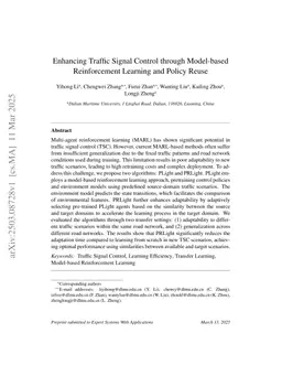 Enhancing Traffic Signal Control through Model-based Reinforcement Learning and Policy Reuse