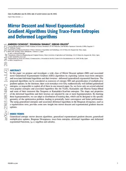 Mirror Descent and Novel Exponentiated Gradient Algorithms Using Trace-Form Entropies and Deformed Logarithms