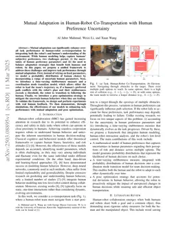 Mutual Adaptation in Human-Robot Co-Transportation with Human Preference Uncertainty