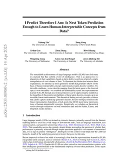 I Predict Therefore I Am: Is Next Token Prediction Enough to Learn Human-Interpretable Concepts from Data?