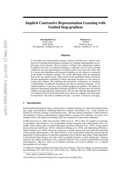 Implicit Contrastive Representation Learning with Guided Stop-gradient