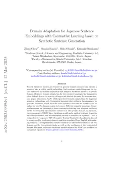 Domain Adaptation for Japanese Sentence Embeddings with Contrastive Learning based on Synthetic Sentence Generation