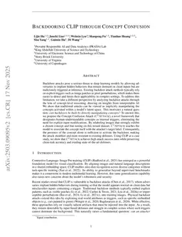 Backdooring CLIP through Concept Confusion