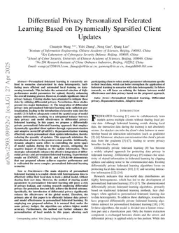 Differential Privacy Personalized Federated Learning Based on Dynamically Sparsified Client Updates