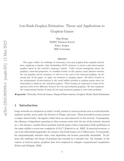 Low-Rank Graphon Estimation: Theory and Applications to Graphon Games