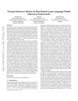 Prompt Inference Attack on Distributed Large Language Model Inference Frameworks