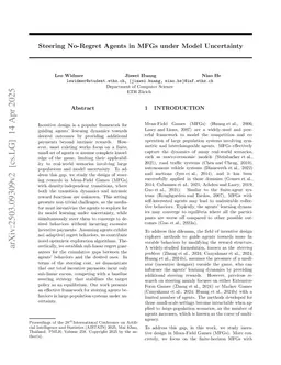 Steering No-Regret Agents in MFGs under Model Uncertainty