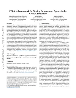 PCLA: A Framework for Testing Autonomous Agents in the CARLA Simulator