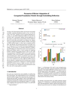 Parameter-Efficient Adaptation of Geospatial Foundation Models through Embedding Deflection