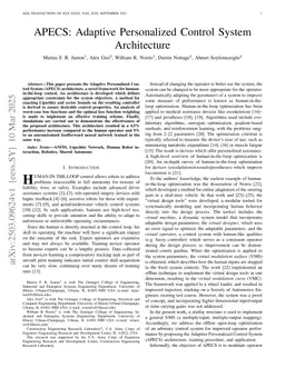 APECS: Adaptive Personalized Control System Architecture