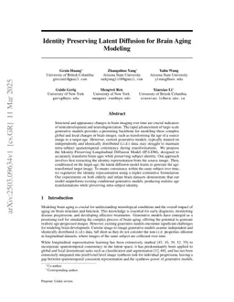 Identity Preserving Latent Diffusion for Brain Aging Modeling