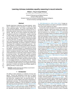 Learning richness modulates equality reasoning in neural networks