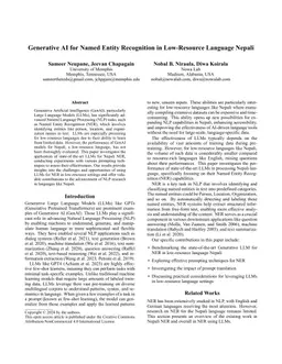 Generative AI for Named Entity Recognition in Low-Resource Language Nepali