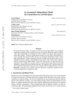 An Asymmetric Independence Model for Causal Discovery on Path Spaces