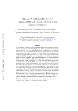 Who Are You Behind the Screen? Implicit MBTI and Gender Detection Using Artificial Intelligence