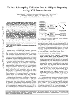 ValSub: Subsampling Validation Data to Mitigate Forgetting during ASR Personalization