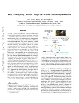 Style Evolving along Chain-of-Thought for Unknown-Domain Object Detection