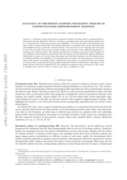 Accuracy of Discretely Sampled Stochastic Policies in Continuous-time Reinforcement Learning