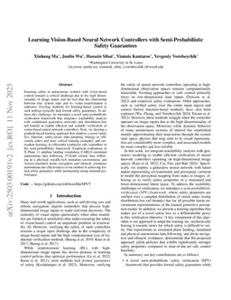 Learning Vision-Based Neural Network Controllers with Semi-Probabilistic Safety Guarantees