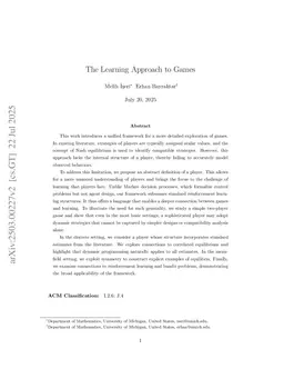 The Learning Approach to Games