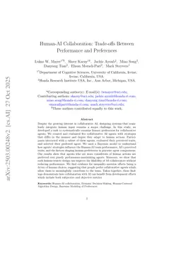 Human-AI Collaboration: Trade-offs Between Performance and Preferences