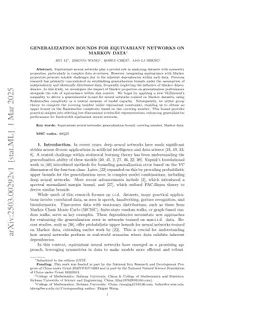 Generalization Bounds for Equivariant Networks on Markov Data