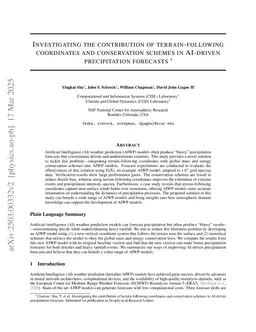 Investigating the use of terrain-following coordinates in AI-driven precipitation forecasts