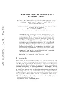 BERT-based model for Vietnamese Fact Verification Dataset
