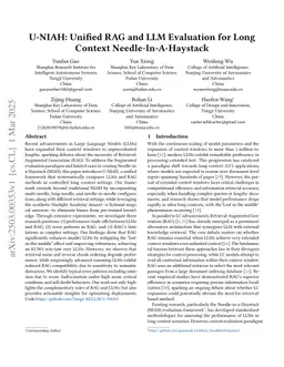 U-NIAH: Unified RAG and LLM Evaluation for Long Context Needle-In-A-Haystack