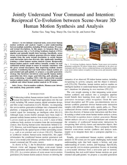 Jointly Understand Your Command and Intention:Reciprocal Co-Evolution between Scene-Aware 3D Human Motion Synthesis and Analysis