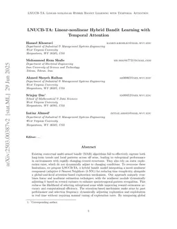 LNUCB-TA: Linear-nonlinear Hybrid Bandit Learning with Temporal Attention