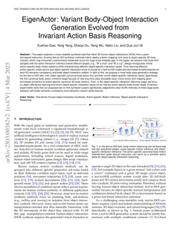 EigenActor: Variant Body-Object Interaction Generation Evolved from Invariant Action Basis Reasoning