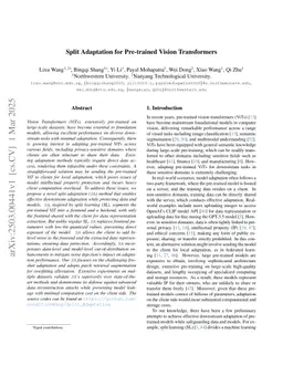 Split Adaptation for Pre-trained Vision Transformers