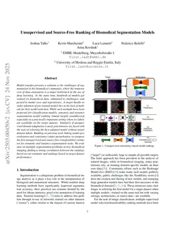 Unsupervised Source-Free Ranking of Biomedical Segmentation Models Under Distribution Shift