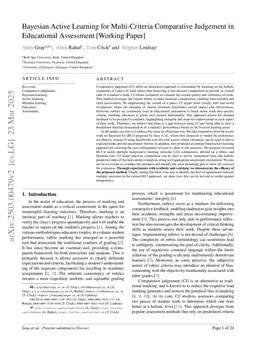 Bayesian Active Learning for Multi-Criteria Comparative Judgement in Educational Assessment