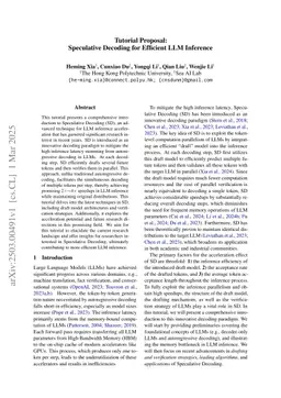 Tutorial Proposal: Speculative Decoding for Efficient LLM Inference